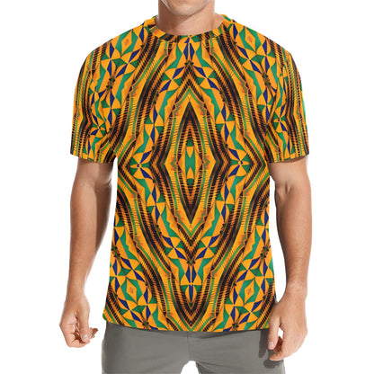 Men's Bold African Kente Inspired Pattern All-Over Print All Over Print Crew Neck T-Shirt