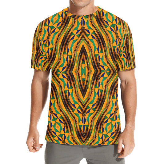 Men's Bold African Kente Inspired Pattern All-Over Print All Over Print Crew Neck T-Shirt