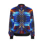 Women's Blue & Red Kaleidoscope Pattern All-Over Print Bomber Jacket
