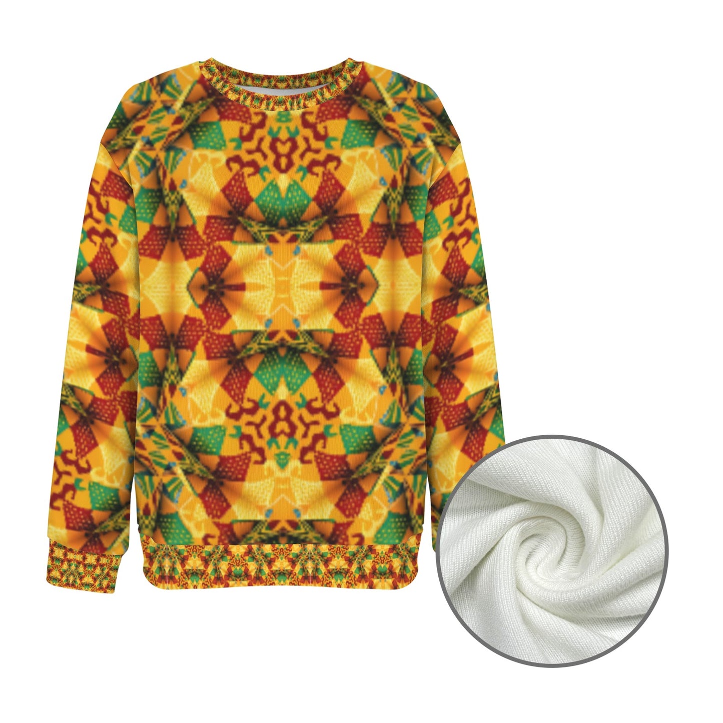 Women’s Vibrant Autumn Kaleidoscope Pattern All Over Print Crew Neck Sweater