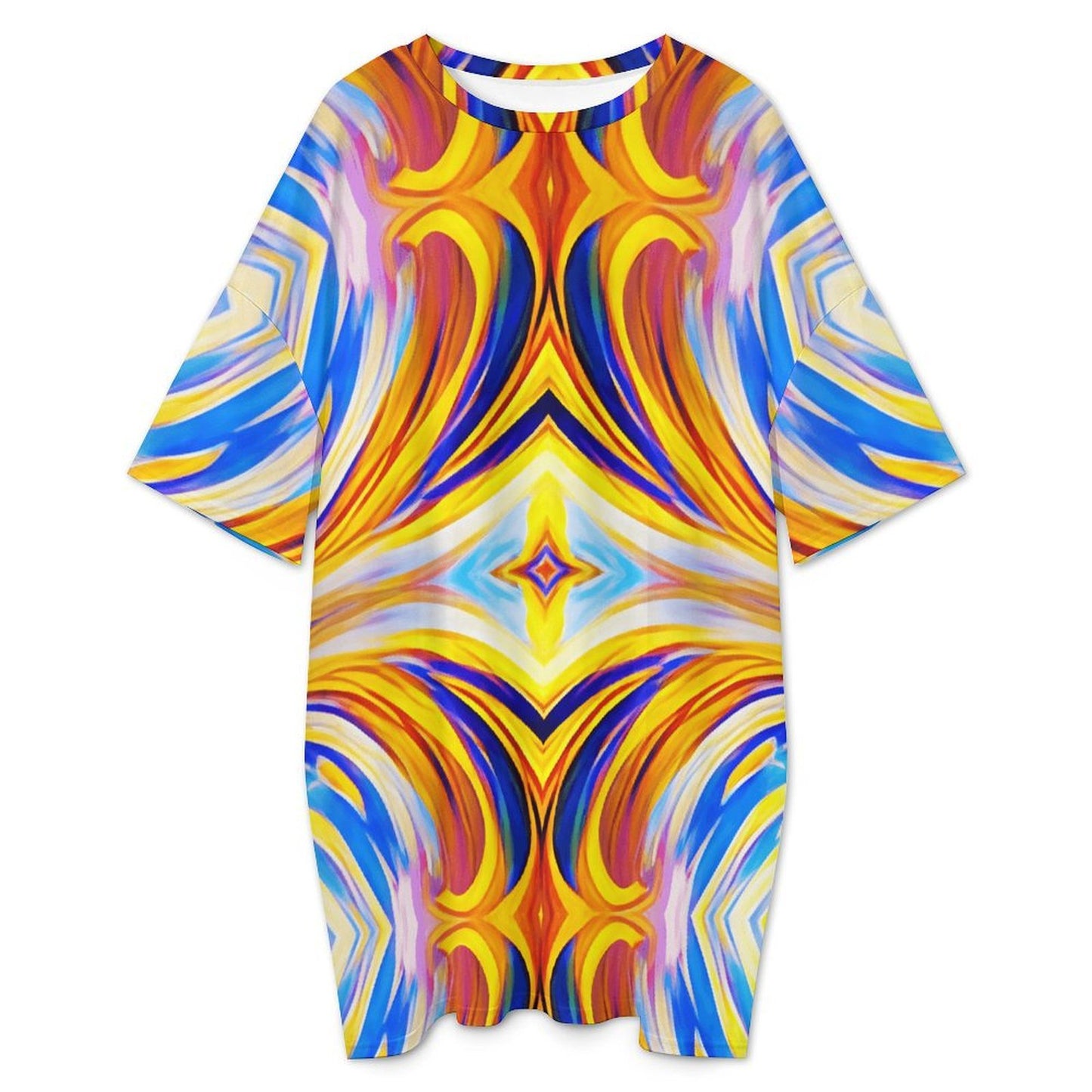 Women Abstract Sunburst Pattern All Over print Women's Oversized T- Shirt Loungewear