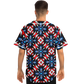 Men's Red White Blue Geometric Pattern All-Over Print Baseball Jersey