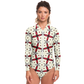 Women's Red & Black Geometric Pattern Bodysuit Long Sleeve