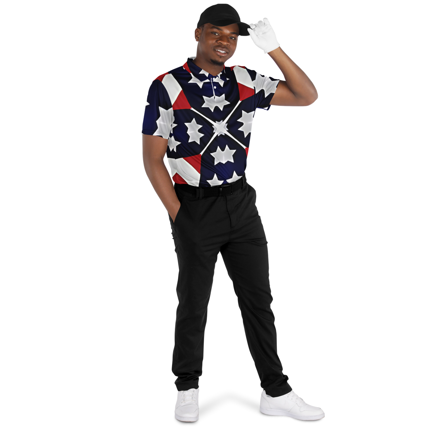 Men's Patriotic Star Flag Polo Shirt