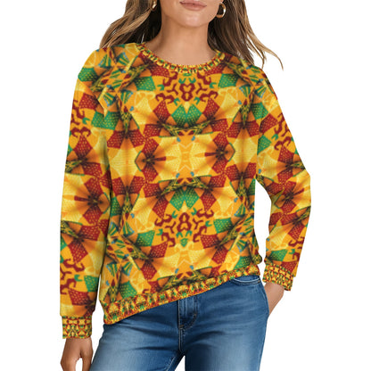 Women’s Vibrant Autumn Kaleidoscope Pattern All Over Print Crew Neck Sweater