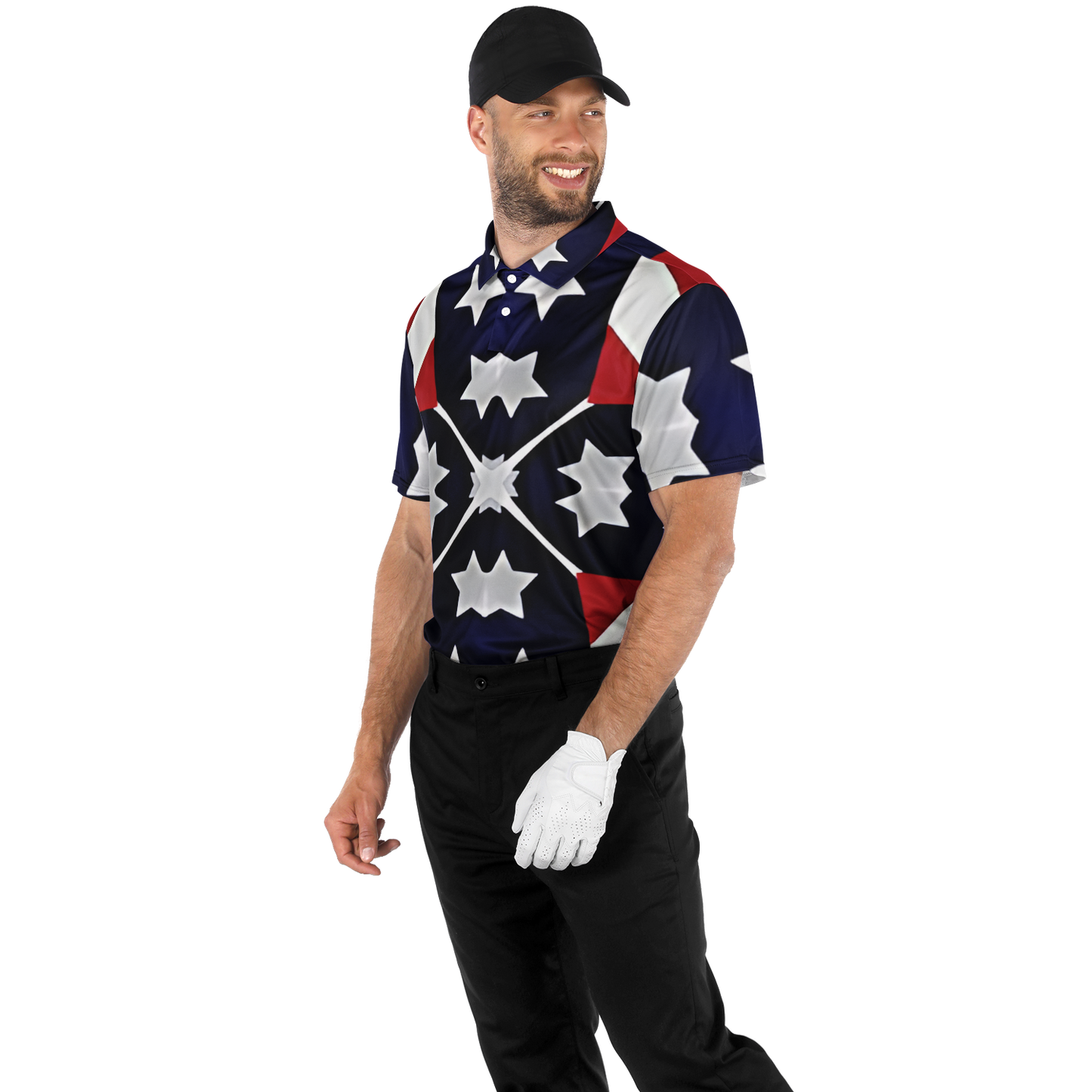 Men's Patriotic Star Flag Polo Shirt