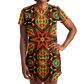 Women's African Kente Geometric Star Pattern All-Over Print T-Shirt Dress