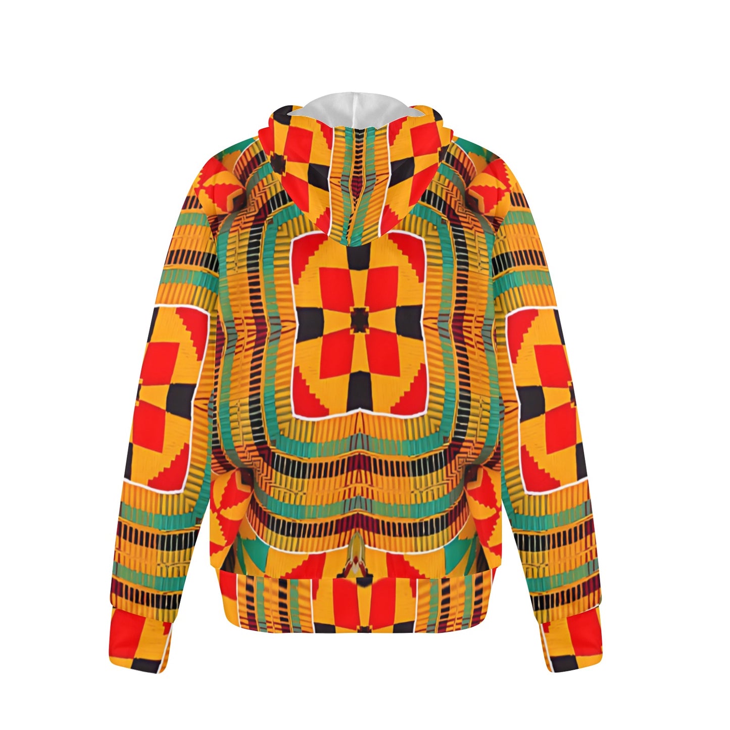 Men's Vibrant African Kente-Inspired Pattern All-Over Print Men's Fleece Full-Zip Hoodie