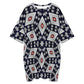 Women's Patriotic Red White Blue Geometric Oversized T- Shirt Loungewear
