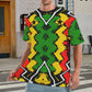 Men's Ghana Flag & Black Star Pattern All-Over Print Ribbed Collar T-Shirt