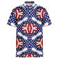 Men's Red White Blue Geometric Pattern All-Over Print Polo Shirt