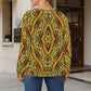 Women’s African Kente Geometric Pattern All-Over Print Crew Neck Sweater