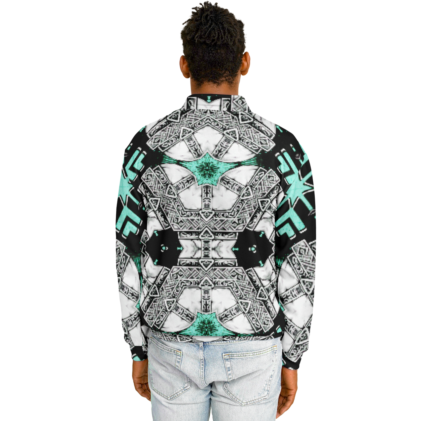 Men's Kaleidoscope Geometric Pattern Design All Over Print Baseball Jacket