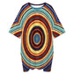 Women's Retro Radiant Circle Pattern  All-Over Print Women's Oversized T- Shirt Loungewear