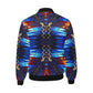 Men's Blue & Red Kaleidoscope Pattern All-Over Print Bomber Jacket
