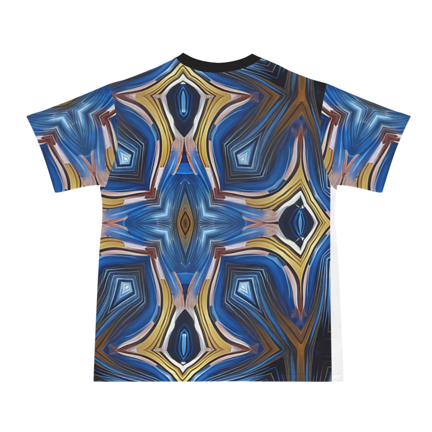 Men's Abstract Blue Geode Kaleidoscope Pattern All Over Print All Over Print Ribbed Collar T-Shirt.