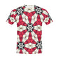 Men's Red & White Geometric Star Pattern All Over Print All Over Print Crew Neck T-Shirt