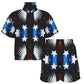 Women's Patriotic Starburst Pattern All-Over Print Men's All Over Print Windbreaker Short Set