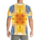 Men’s Bright Orange & Blue Abstract All Over Print Crew Neck T-Shirt