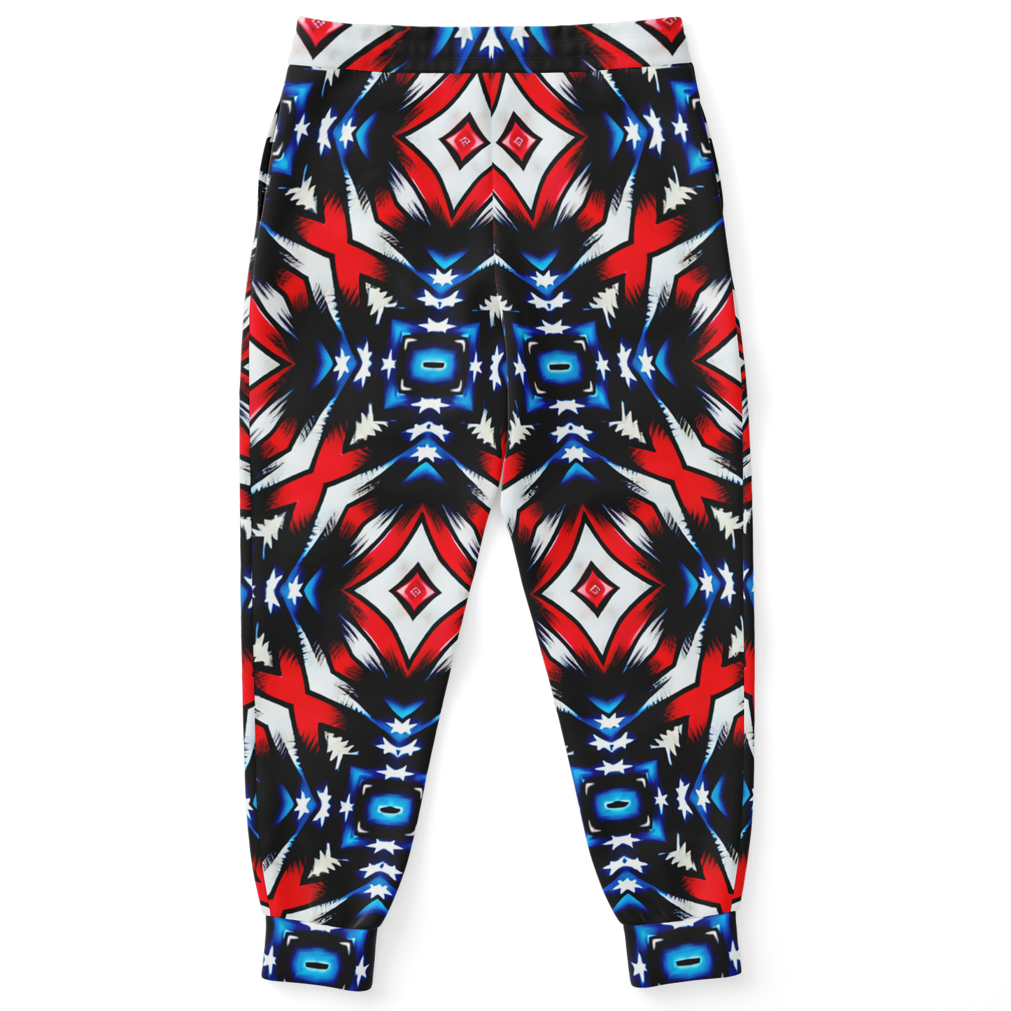 Women's Red White Blue Geometric Pattern All-Over Print Athletic Jogger