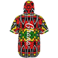 Men's Ghana Flag & Black Star Pattern All-Over Print Hooded Baseball Jersey
