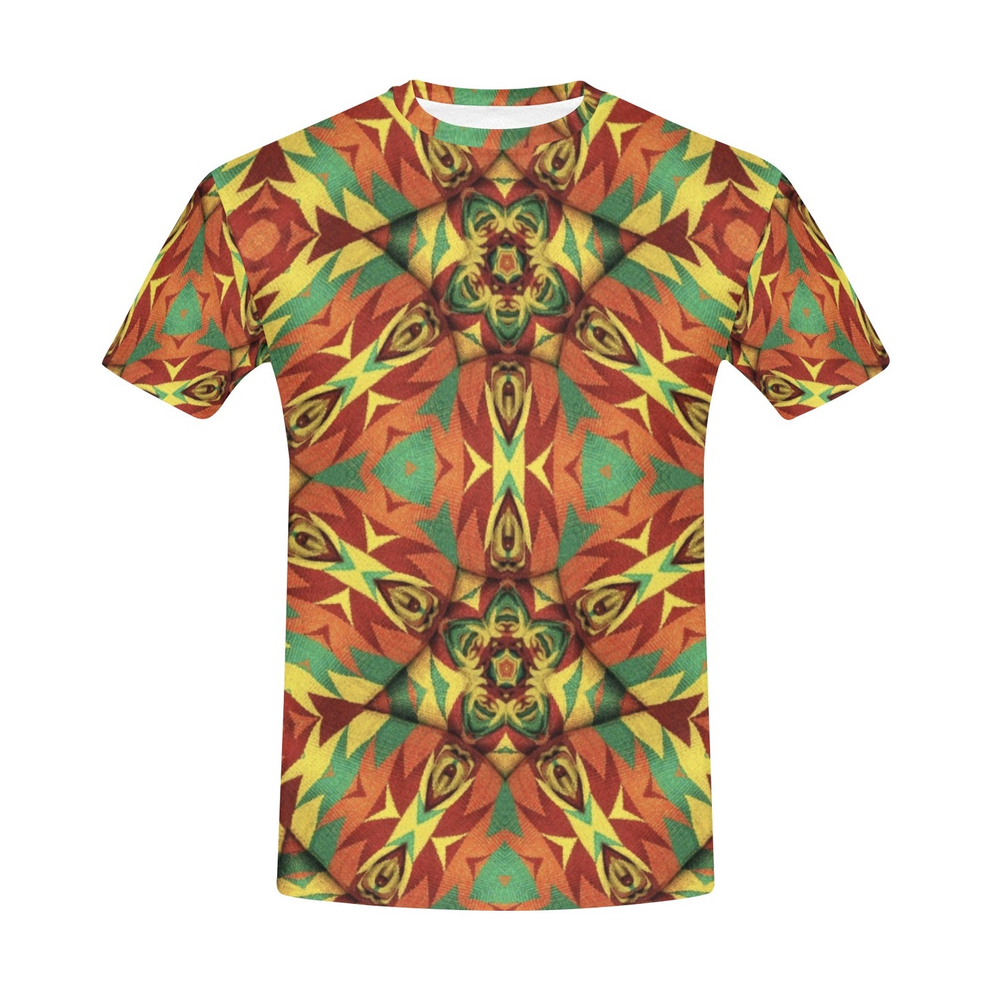 Men's Bold Tribal Kaleidoscope Pattern All Over Print All Over Print Crew Neck T-Shirt