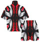 Women's Abstract Red, White & Black Pattern All-Over Print Windbreaker Short Set