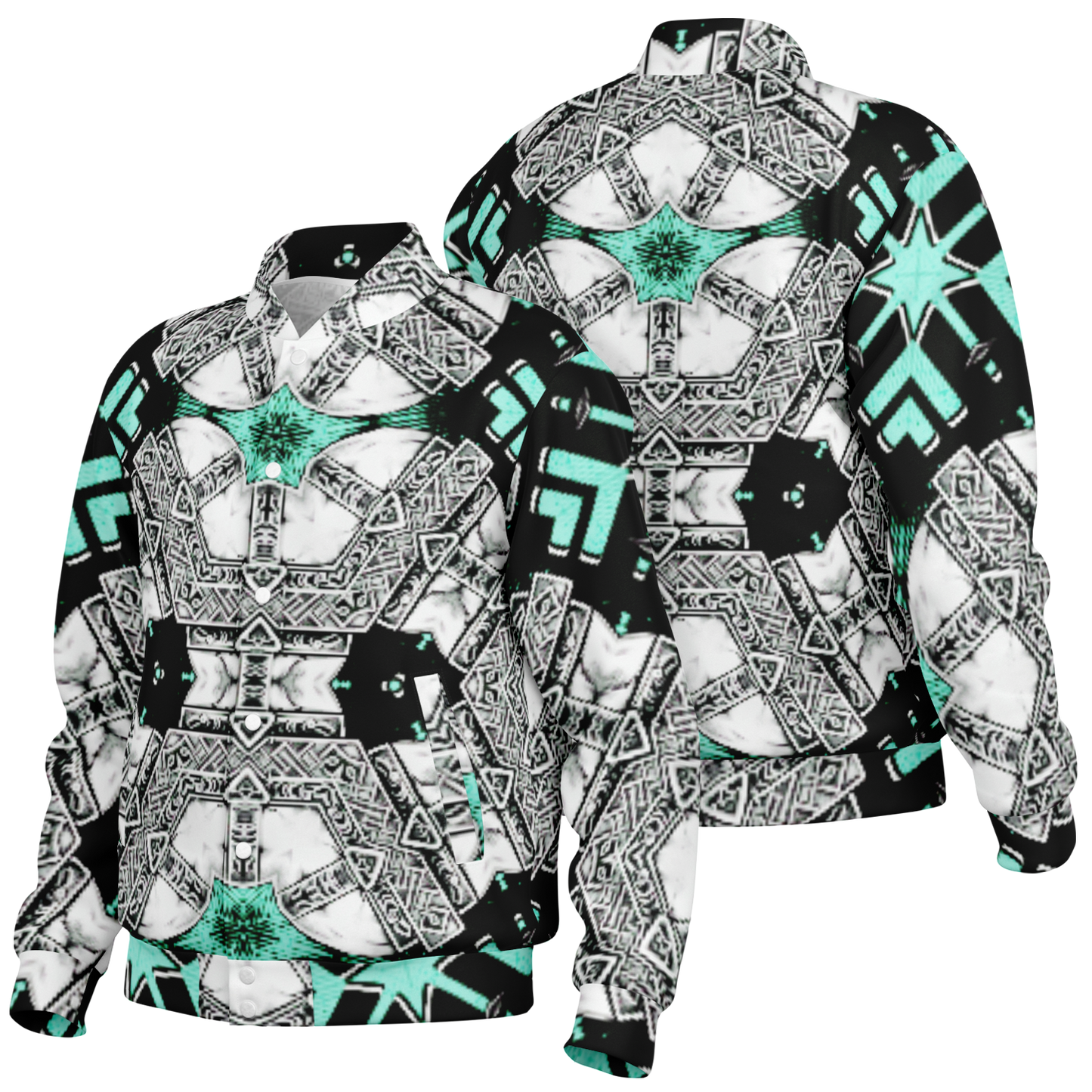 Men's Kaleidoscope Geometric Pattern Design All Over Print Baseball Jacket