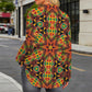 Women's African Kente Geometric Star Pattern All-Over Print Long Sleeve Curved Hem Shirt
