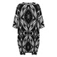 Women's Black & White Geometric Pattern All-Over Print Shirt  Oversized T- Shirt Loungewear