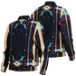 Men's Abstract Neon Geometry Pattern Design All Over Print Baseball Jacket