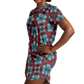 Women's Red, Green & White Teal Aztec Geo Pattern All-Over Print T-Shirt Dress