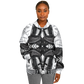 Women's Classic Black & White Geometric Pattern All Over Print Baseball Jacket