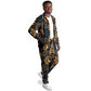 Men's Geometric Gold & Black Pattern Track Jacket and Pants