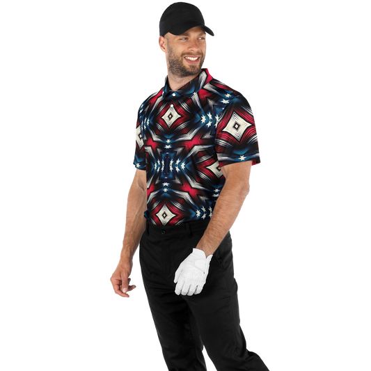 Men's Patriotic Kaleidoscope pattern Polo Shirt