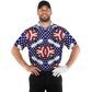 Men's Red White Blue Geometric Pattern All-Over Print Polo Shirt