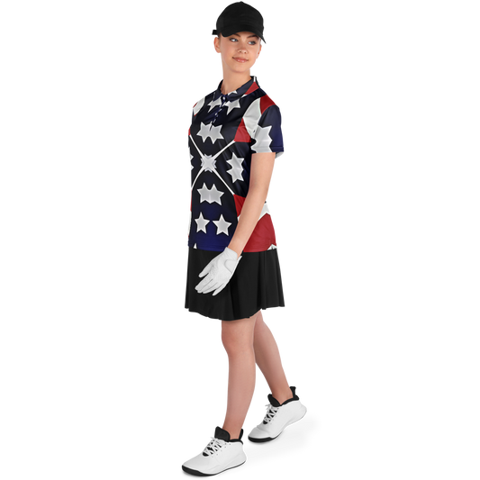 Women's Patriotic Star Flag Polo Shirt