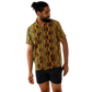 Men's African Kente Kaleidoscope Pattern All-Over Print Spread Collar Short Sleeve Button-Down Shirt