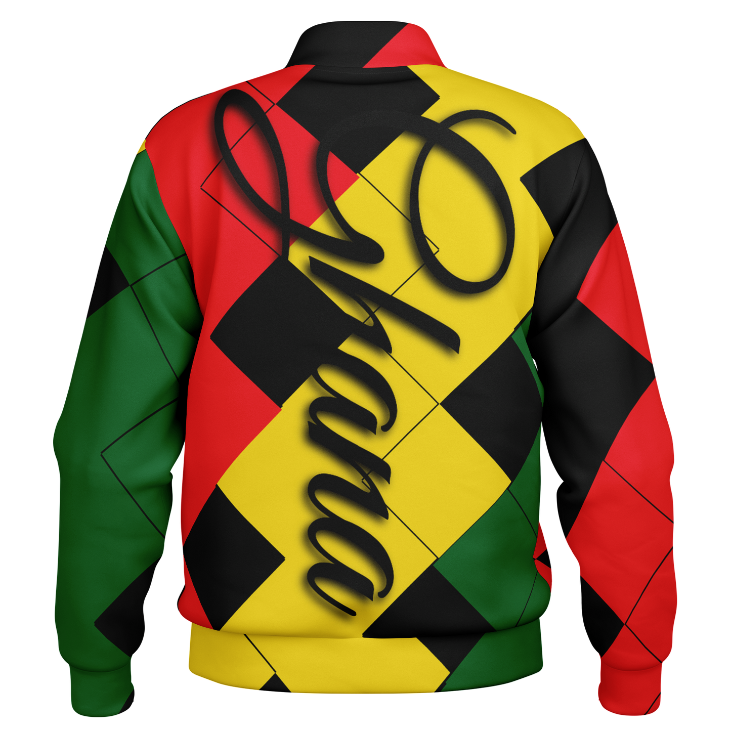 Women's Red Yellow Green and Black Stars Baseball Jacket