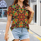 Women's African Kente Geometric Star Pattern All-Over Print Zipper Polo Shirt