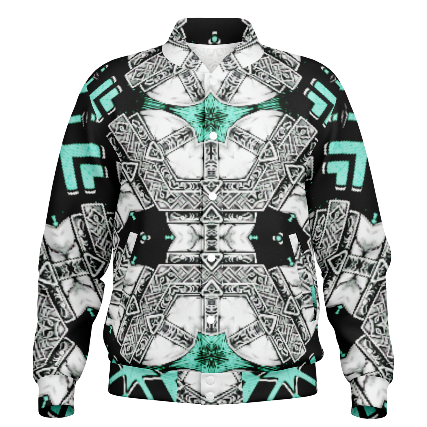 Women's Kaleidoscope Geometric Pattern All Over Print Baseball Jacket