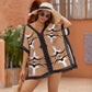 Women's Brown Tribal Wave Pattern All-Over Print Swimsuit Cover Up Dress