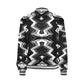 Women's Black & White Geometric Pattern All-Over Print Bomber Jacket for Women