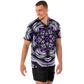 Men's Kaleidoscope Purple Pattern Spread Collar Short Sleeve Button-Down All Over Print Shirt.