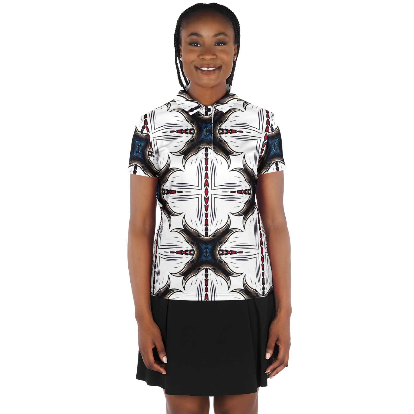 Women's Abstract Symmetry Pattern Polyester Polo Shirt