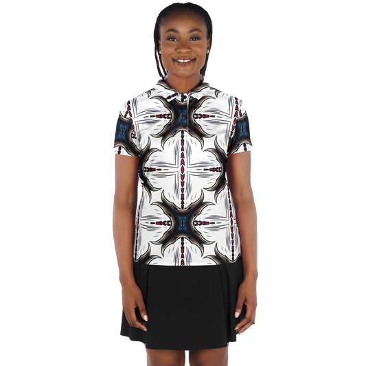 Women's Abstract Symmetry Pattern Polyester Polo Shirt