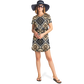 Women's Neutral Geometric Floral Pattern All Over print T-Shirt Dress