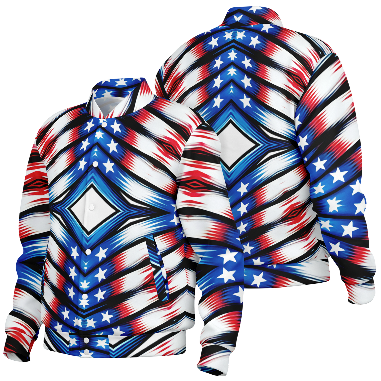 Women's American Flag Pattern All-Over Print Baseball Jacket