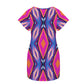 Women's Vibrant Abstract Neon All-Over Print Round Neck Pocket Casual Dress