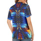 Women's Blue & Red Kaleidoscope Pattern All Over Print Polo Shirt